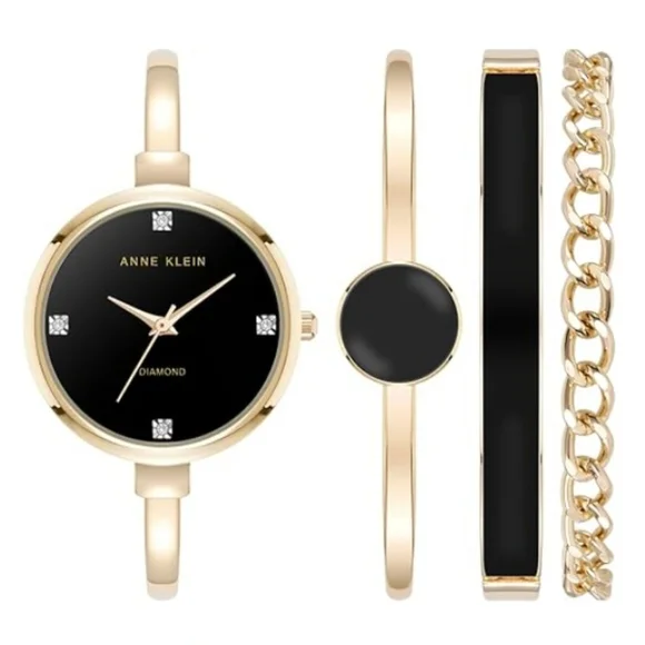 Women\'s Bangle Watch and Bracelet Set Black /Gold Amazon.com: Armitron Women main image 3